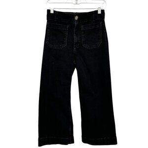 Anthropologie Maeve The Colette Wide Leg Jeans Womens 26P Black High Rise Crop